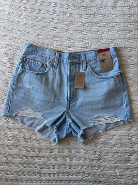 Levi's 501 light blue denim shorts